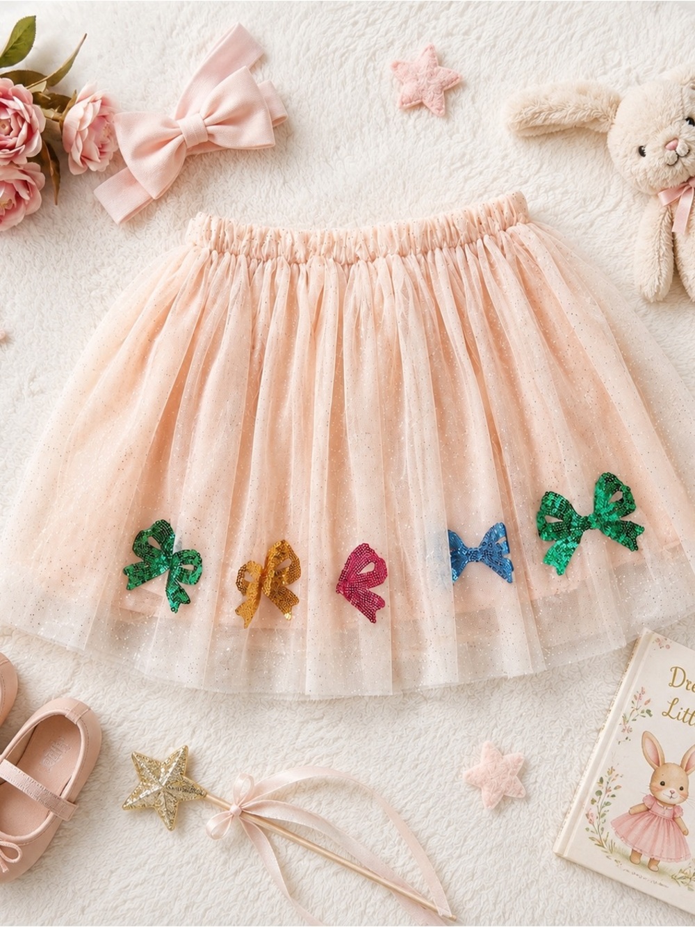 Konges Slojd Yvonne Bow Skirt Girls 5-6Y Tulle Sequin Bow Party Skirt NWT